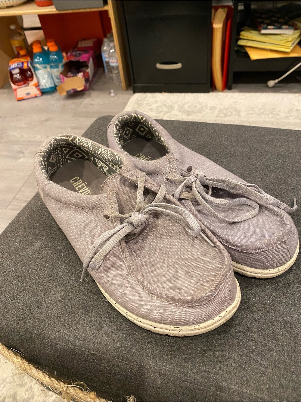 Gray Casual Lace-Up Canvas Shoes
